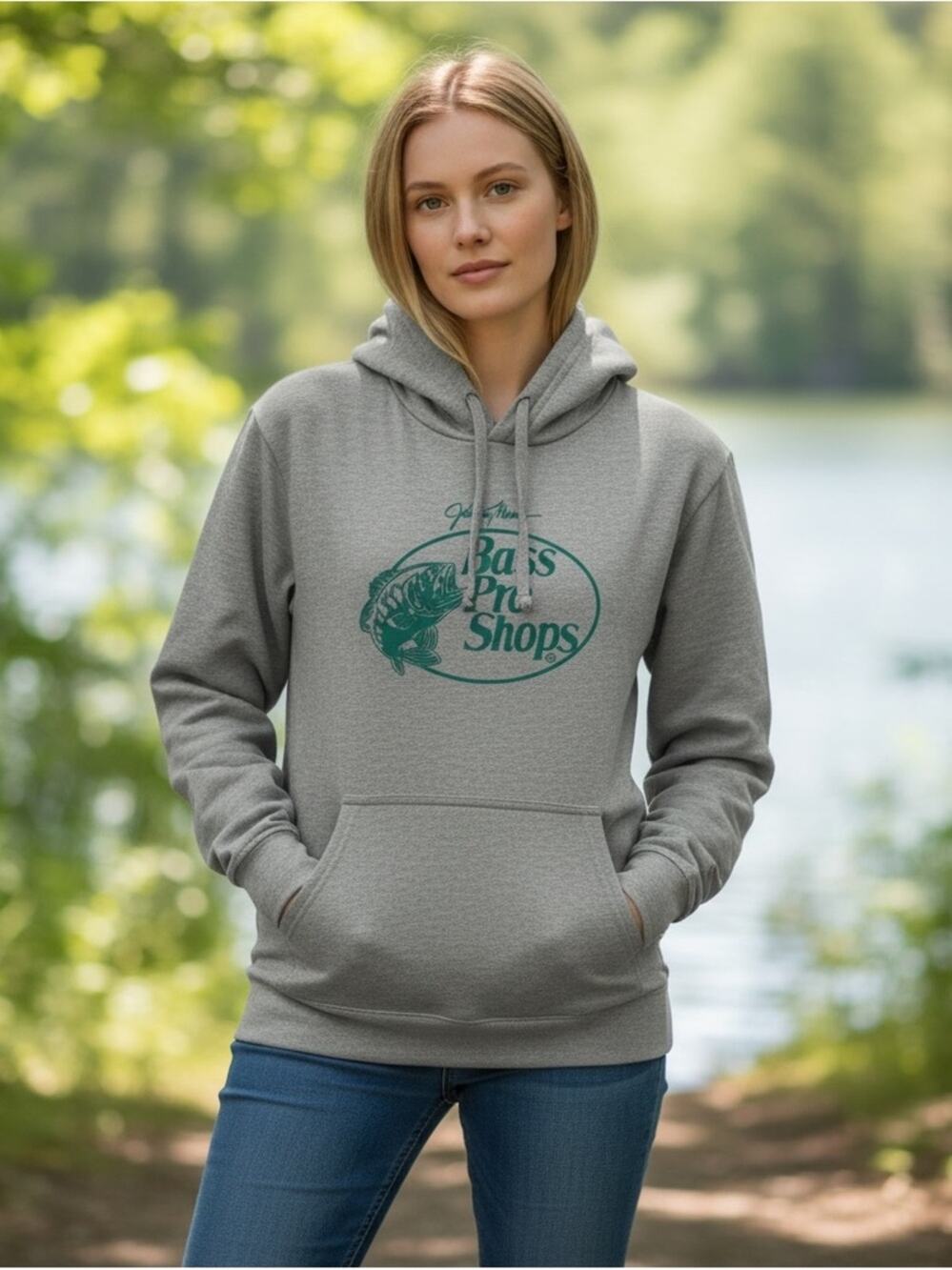 BASS PRO SHOP Women’s Small Gray Lightweight Hoodie Sweatshirt